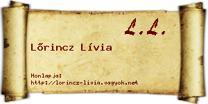 Lőrincz Lívia névjegykártya